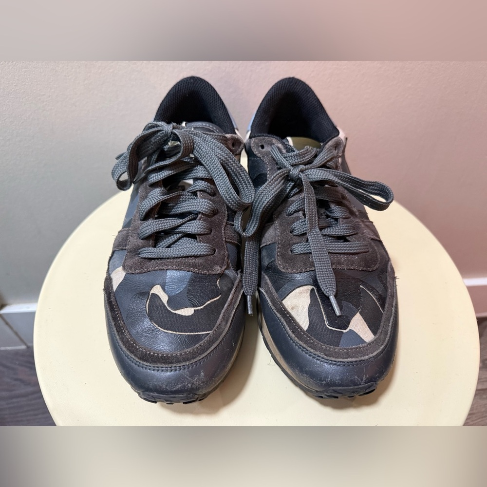 Valentino Black and Gray Camouflage Sneakers